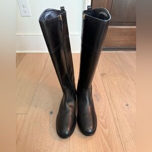 NEW Tory Burch Black Riding Boots with Gold Logo